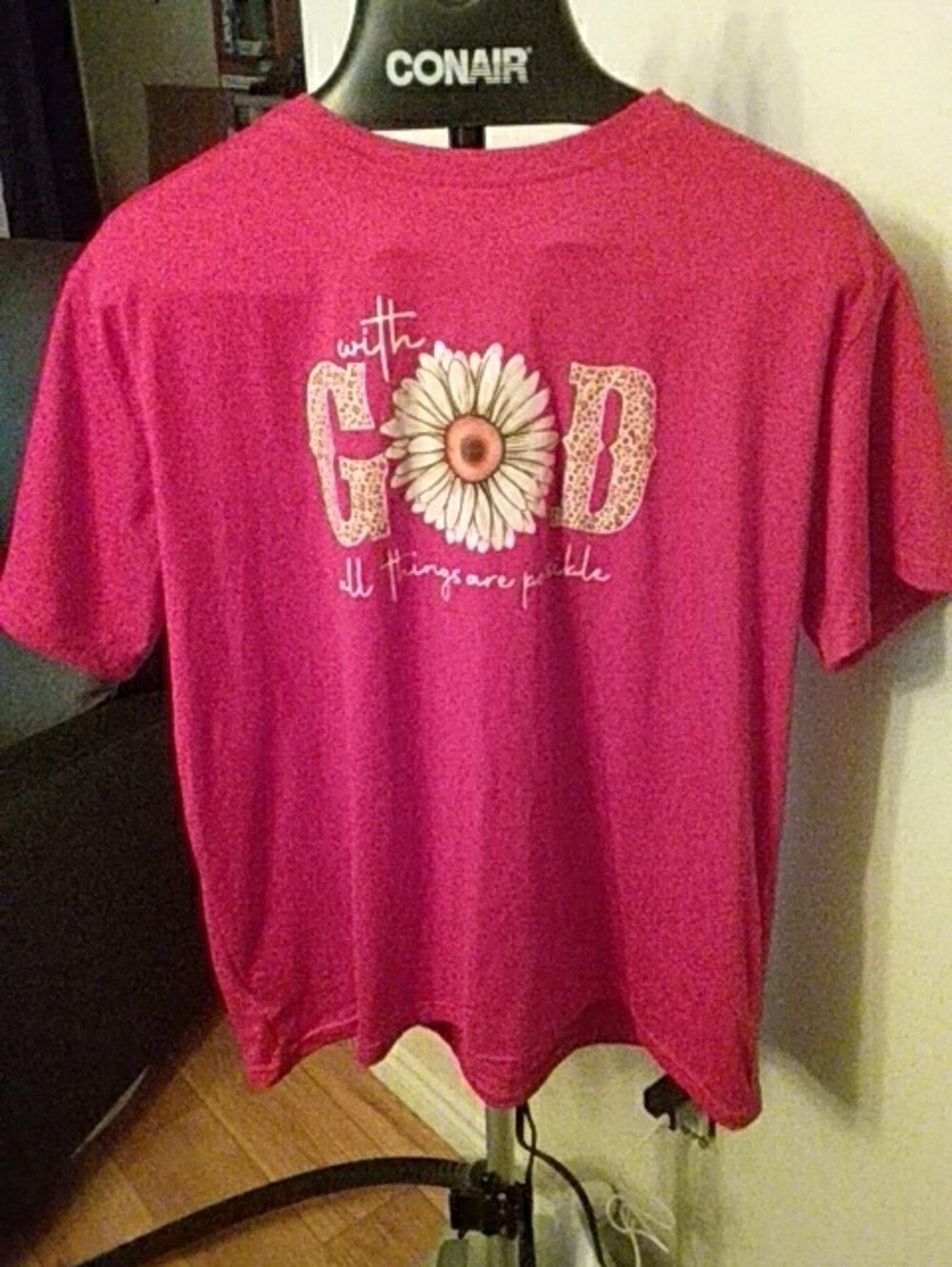 Red Graphic Tee - "With God All Things Are Possible" Daisy 2X